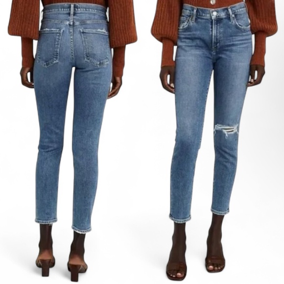 Agolde Nico Slim Skinny Jeans in Shoreline Distressed Medium Wash Sz 24 - Picture 1 of 11